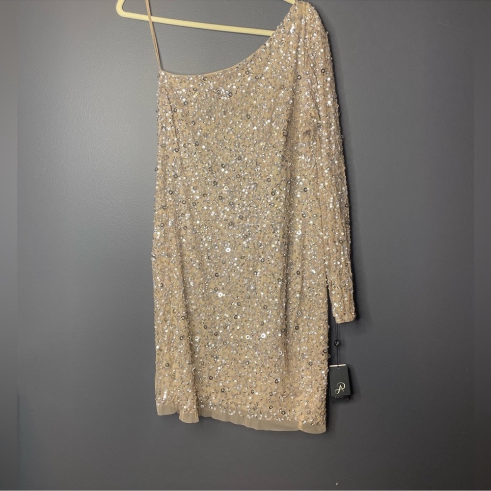 NWT Adrianna Papell one shoulder sequin mini dress - size 16